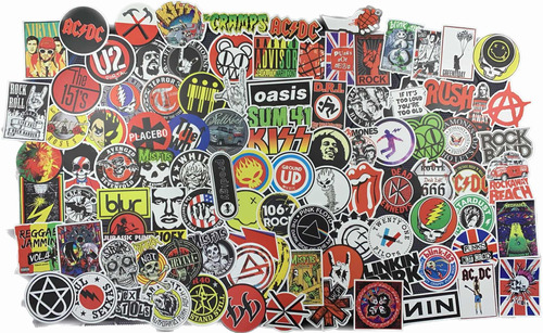 100 Stickers Vinilo Pegatinas / Bandas De Rock Y Retro