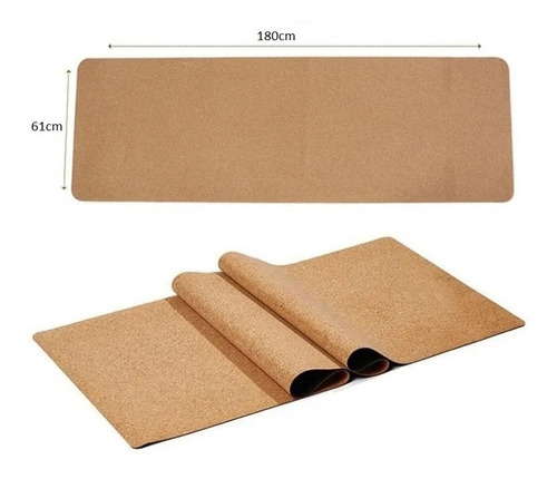Imagen 3 de 6 de Yoga Mat Colchoneta Meditacion 5mm Corcho Ecologico + Tpe