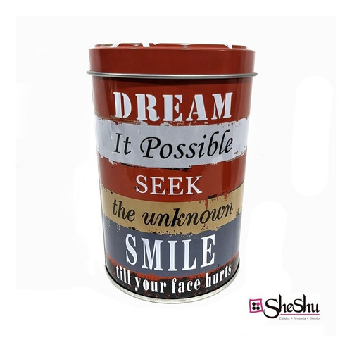 Lata Decorada Con Tapa Souvenir Redonda  Dream - Sheshu Home