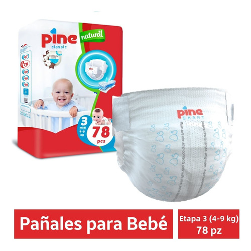 Pañales Desechables Etapa 3 Paquete 78 Pañales 4-9 Kg