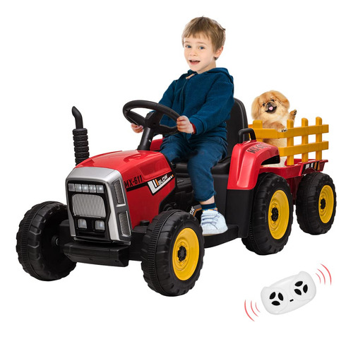 Tractor De Paseo De 12 V Con Remolque Y Control Remoto, Auto