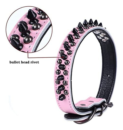 Collares De Perro Con Tachuelas De Cuero Genuino Ajustables