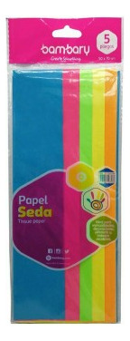 Papel De Seda Multicolor Neon 5pzs 50x70cm Bambary
