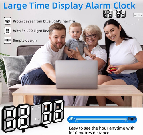 Imagen 4 de 10 de Reloj Despertadores Digital Led 3d Luz Nocturna Electrónico