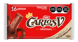 Carlos V Chocolate 16pz 5 Paquetes