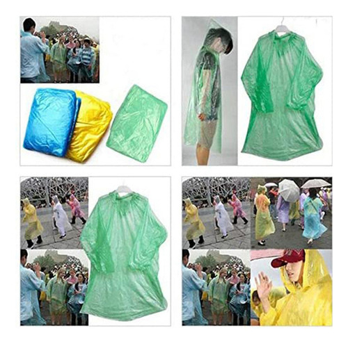 50 Ponchos De Lluvia Desechables Para Acampar Al Aire Libre