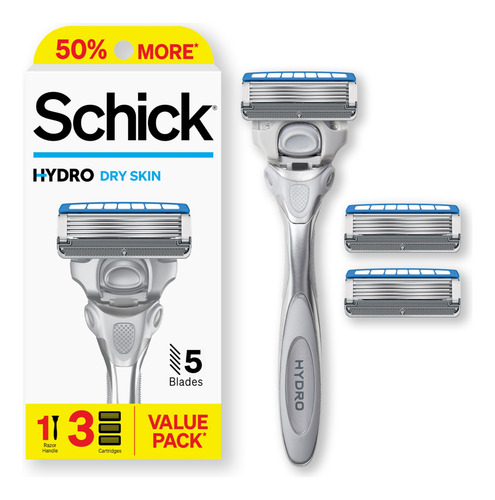 Razor Schick Hydro Dry Skin Con 1 Mango Y 3 Cartuchos