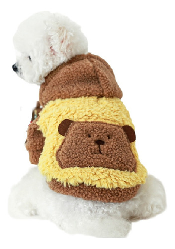 Buzo Capucha Abrigado Perros Beige Y Amarillo Con Oso