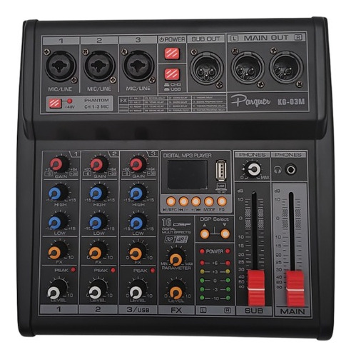 Consola Mixer  Parquer 3 Canales Phantom Power Kg-03m Cuota