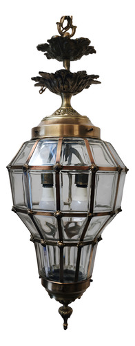 Antiguo Y Enorme Farol Versalles Burbuja Bronce Y Cristal (Usado)