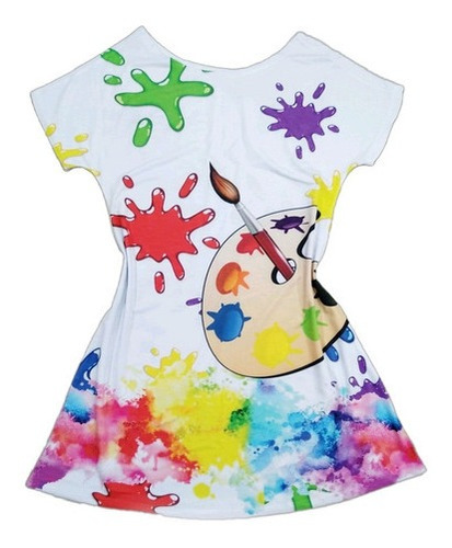 Vestido Infantil Pintando O Sete Aquarela