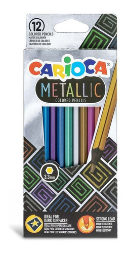 Imagen 1 de 1 de Lapices De Colores Carioca Metalicos X12 Ideal Hojas Negras