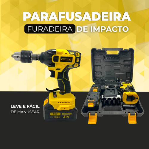 Furadeira Parafusadeira De Impacto 21v Com Bateria