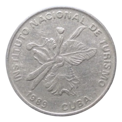 Nvs-moneda Cuba 25 Centavos 1989 Intur Flor Mariposa 2ts#7 (Usado)