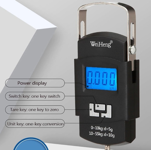 Pesa Balanza Digital Maleta Colgar 50kg Carga Usb Resistente