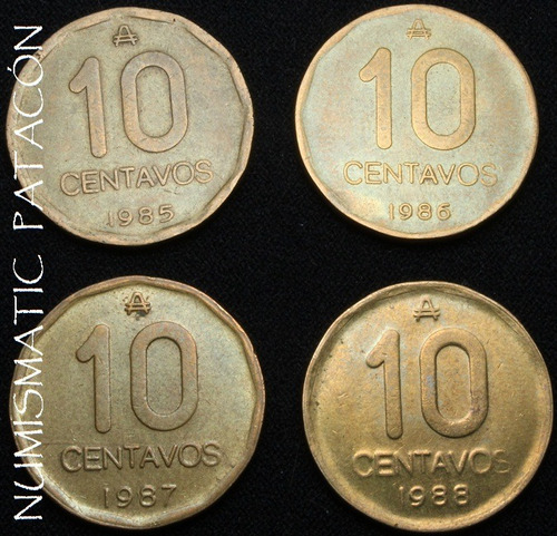 Colección 10 Centavos De Austral 1985/86/87/88 - Muy Buenas