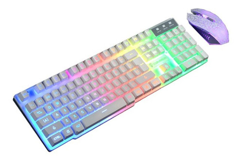 T6 Teclado Y Ratón Kit Gamer Barato Alámbrico Luz Led