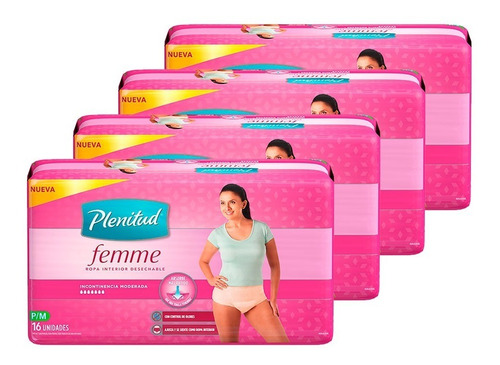 Ropa Interior Plenitud Femme X 16 Unidades Pack X 4