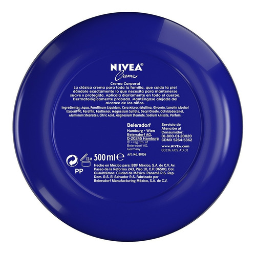 Imagen 4 de 7 de Crema Humectante Para Cuerpo Nivea Creme 500 Ml