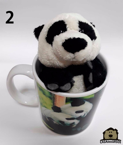 Canequinha + Ursinho Panda 15cm Presente Para Todas Ocasiões