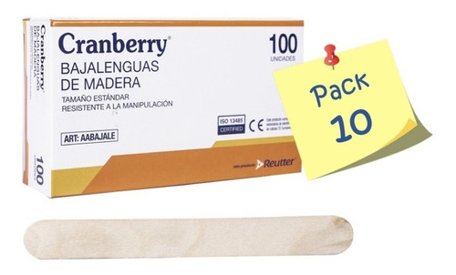 Bajalenguas De Madera Cranberry * 100 Pack 10