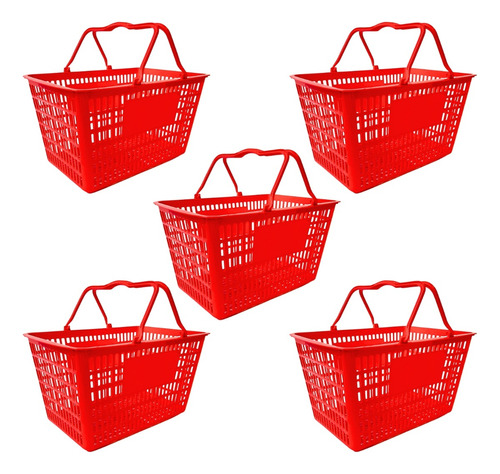Pack 5 Canastos Supermercado Plásticos De Compras