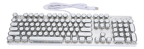Teclado 9005 Branco Mecânico Retrô Com Tampa Redonda