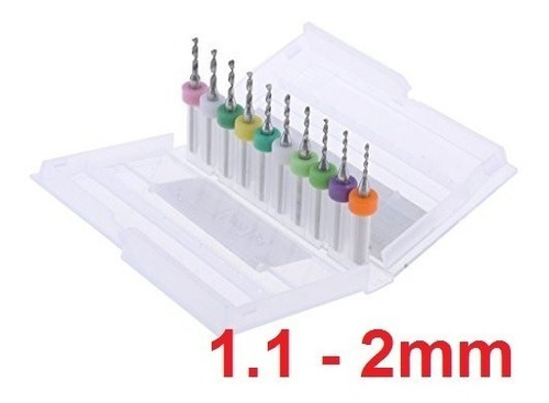 10 Micro Mechas De Carburo 1.1 A 2mm Electronica Cnc Pcb