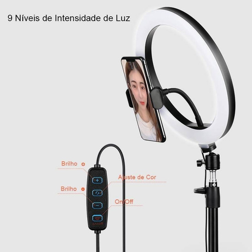 Ring Light Com Tripé De Chão/mesa E Controle Bluetooth Rock