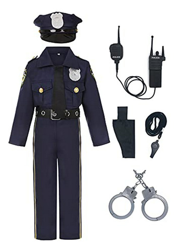 Disfraz De Policía Para Niños Deluxe Set De Oficial De Policía Para Halloween Cosplay