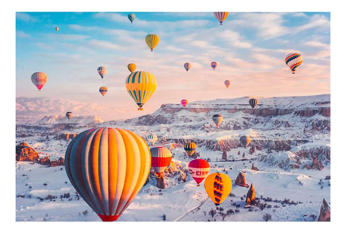 Vinilo 50x75cm Capadocia Globos Aerostaticos Nieve Viaja