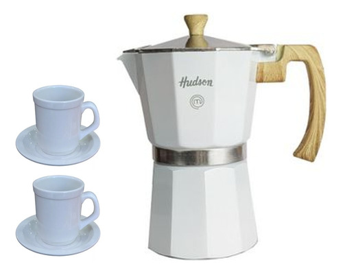 Set Cafetera Blanca Italiana Jarrito Americano Plato X2