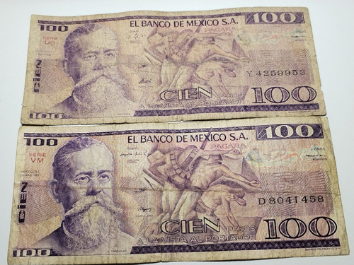 Billete De 100 Pesos Carranza De 1981-19982