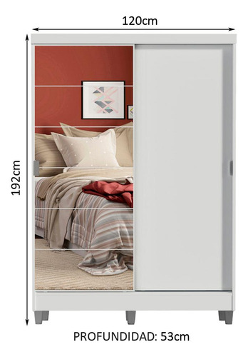 Ropero Closet Luke Madesa 2 Puertas 1 Espejo Y Pies Color Blanco