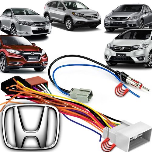 Chicote Conector Iso 16 Vias Adaptador Som + Antena Honda