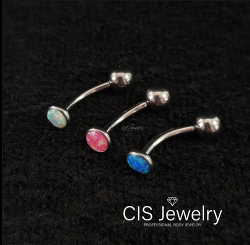 Piercing Ombligo Opalos-zirconia-floating Navel  -titanio