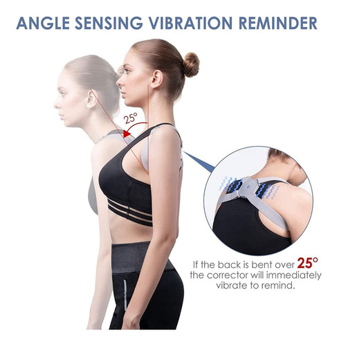 Corrector Posturar Inteligente Faja Con Sensor Vibracion Usb
