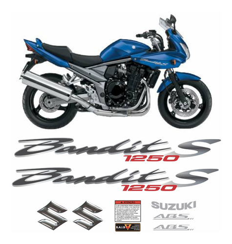 Kit Jogo Emblema Adesivo Suzuki Bandit 1250s 2011 Azul 50s02