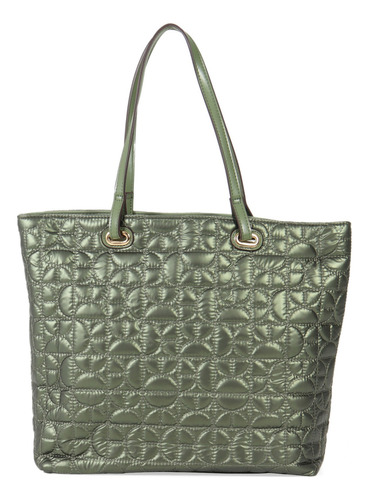 Bolsa Tote Para Mujer Cloe 3-en-1 Metálica Diseño Acolchado Color Verde