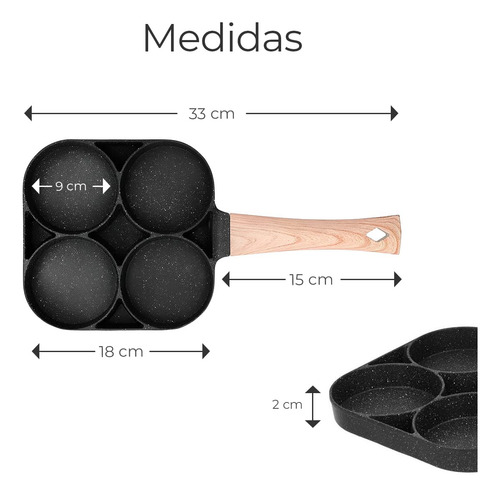 Sarten De Aluminio Antiadherente Con 4 Hoyos De