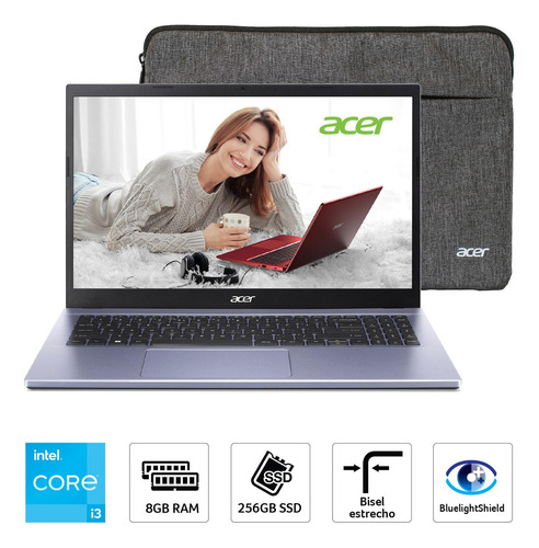 Imagen 2 de 10 de Portatil Acer Aspire 3 Ci3 8gb 256gb Ssd Fhd 15,6 Win 11 In