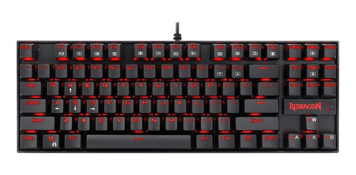 Imagen 1 de 2 de Teclado gamer Redragon Kumara K552 QWERTY Outemu Blue español latinoamérica color negro con luz roja