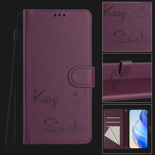 Funda De Piel Con Forma De Cara Sonriente Para Cubot Note 40/p50/a10/a20/a30/max 5, Cierre Magnético, Ranuras Para Tarjetas, Cartera