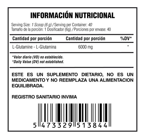 Glutamina 300 Gr + Envío Gratis