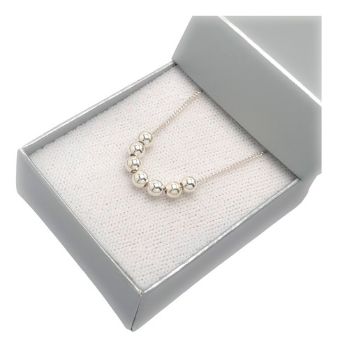 Imagen 5 de 10 de Collar Cadena Con Dijes De Bolitas De Plata 925 (mg01)