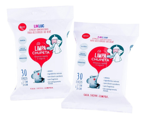 Kit Com 2 Lenços Toalhas Umedecidas Limpa Chupeta Likluc ®