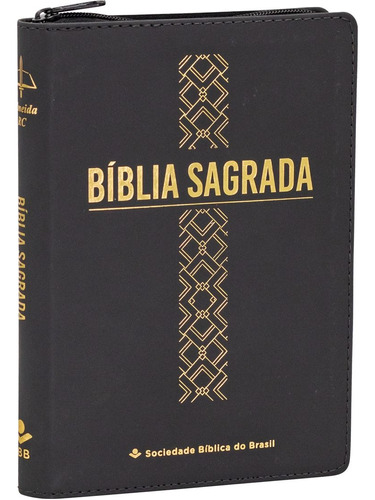 Bíblia Sagrada Arc | Letra Grande | Zíper | Preta Cruz