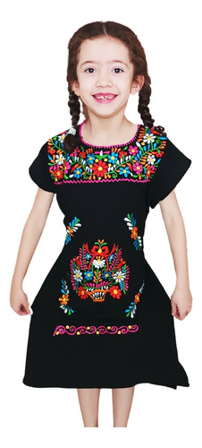 Vestido Mexicano Artesanal Bordado Bebé Típico Niña Kimono T