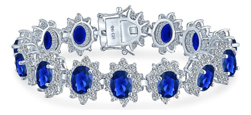 Bling Jewelry Corona Nupcial Halo Grande Azul Real Oval Cz P