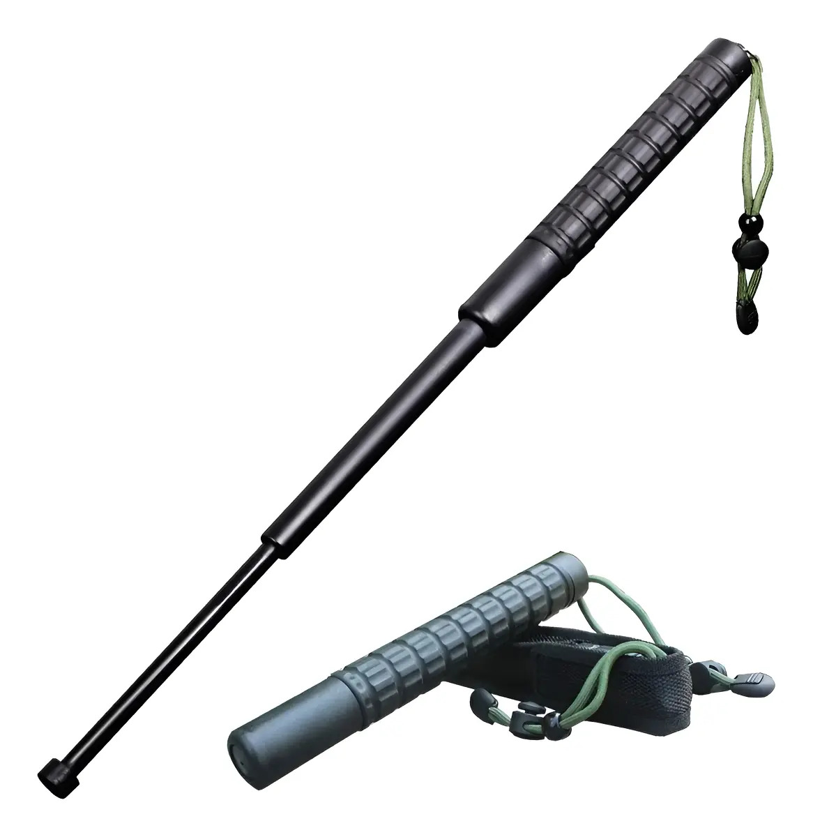 Jarnotix® 64cm Baston Retractil Extensible Seguridad Táctico Defensa Personal Acero Cromo Con Funda